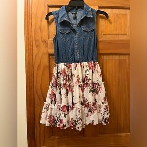 Zunie Girls denim combo dress. Girls Size 12.